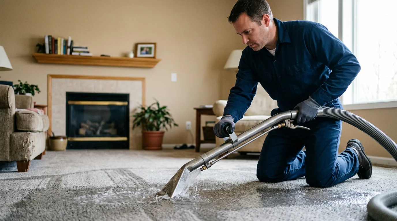 Water damage restoration technician working near Tinley Park, IL